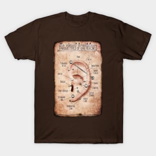 Old Style Ear Piercing Chart T-Shirt